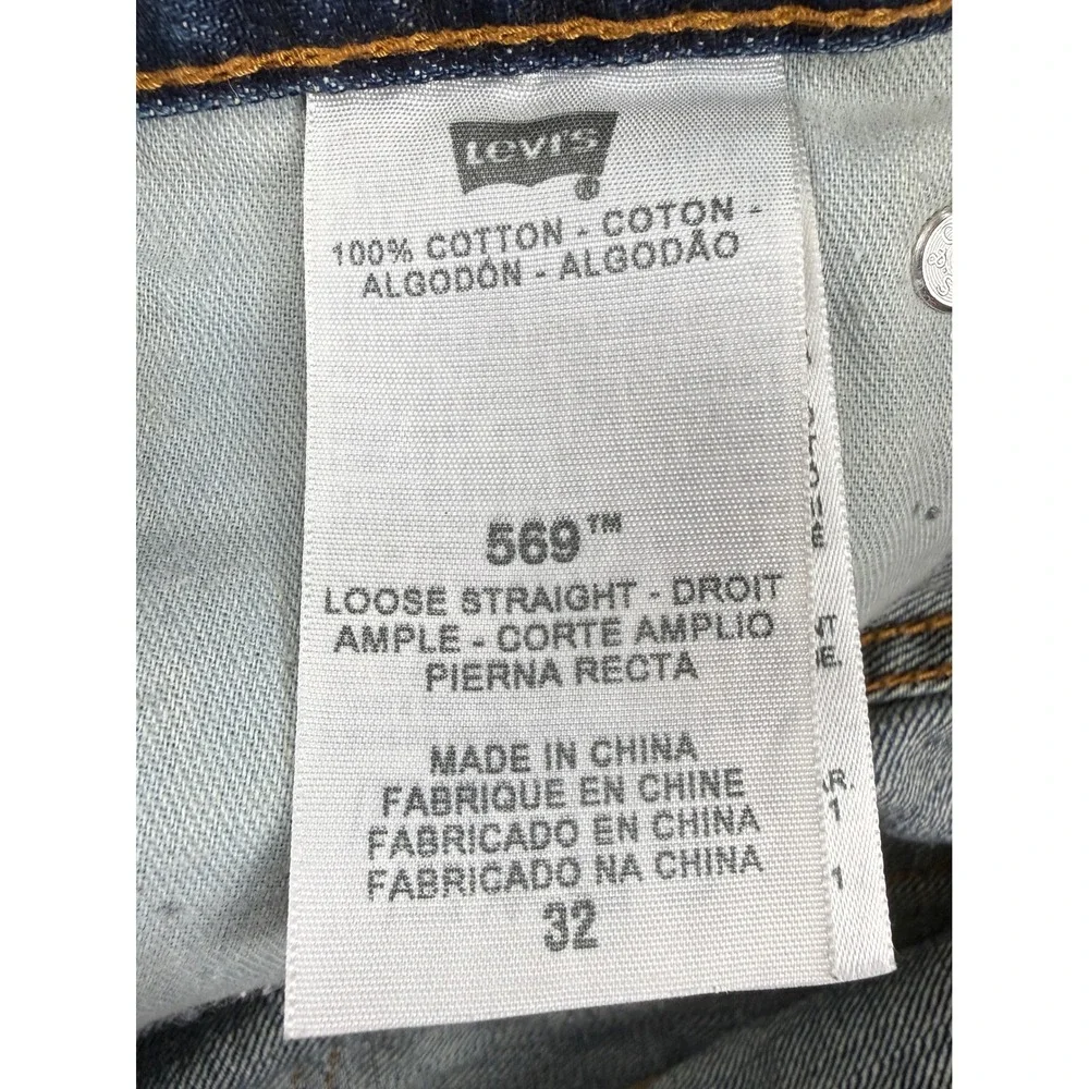 LEVI'S 569 Men's Loose Straight Denim Blue Medium Wash Jean Shorts 32W #1766